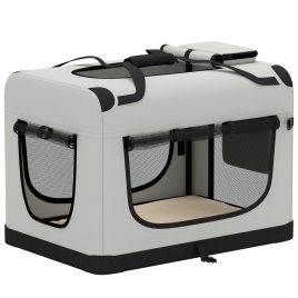 COVECREST Soft-Sided Pet Carrier Bag with Washable Cushion and Foldable Bowl - Light Grey
