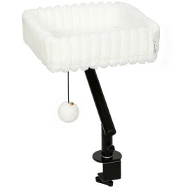 COVEBROOK Rotatable Raised Cat Desk Bed with Soft Hammock - White