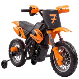 CEDARMOOR 12V Kids Electric Motorbike with Training Wheels - Orange