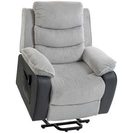 COASTWELL Power Lift Recliner Chair in Corduroy with USB Port - Light Grey