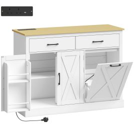 CLAYCREST 57L Tilt-Out Bin Cabinet with Charging Station - White