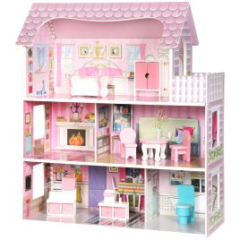 COMETHILL Modern Dollhouse with 6 Rooms, LED Lights and 8 Furniture Pieces