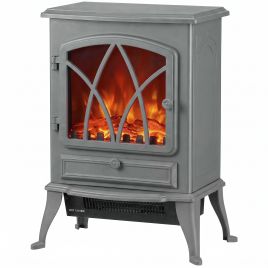 BROOKTON Vintage Electric Fireplace Heater, 10002000W - Grey