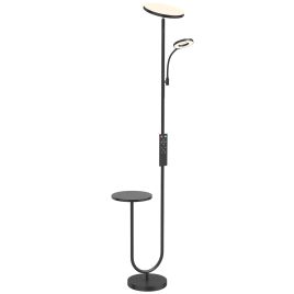 BLOOMCREST Dimmable Uplighter Floor Lamp with Reading Light and Remote - Black