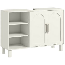 AMBERMOOR Under-Sink Bathroom Cabinet with U-Shaped Cut-Out - Cream