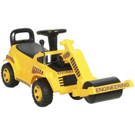 COMETDALE Kids Ride-On Tractor with Horn, Storage and Front Roller - Yellow