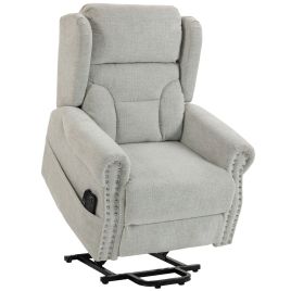 BREEZESIDE Chenille Riser Recliner Chair with Massage and Heat - Light Grey