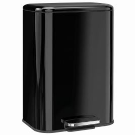 COASTRIDGE 50L Metal Kitchen Pedal Bin with Soft-Close Lid - High Gloss Black