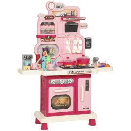BROOKPOINT 33-Piece Kids Play Kitchen with Lights and Running Water - Pink