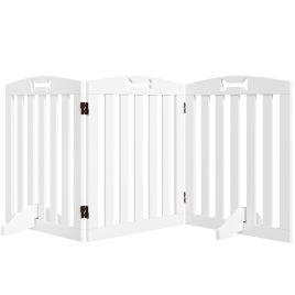 AMBERPOINT Freestanding Wooden Dog Gate, 155cm Wide - White