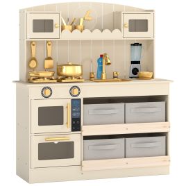 CANVASFIELD Kids Play Kitchen with 4 Fabric Drawers and 12 Accessories