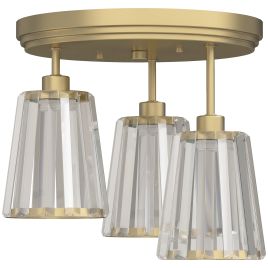 CANVASGATE 3-Light Crystal Glass Ceiling Light with Dual Mounting - Gold Tone