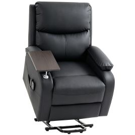 BREEZEPORT Riser Recliner Chair with Massage, Heat and Side Table - Black