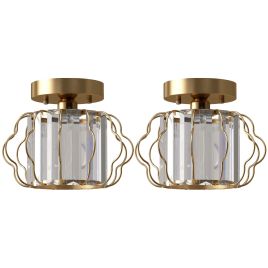BRIARFORD Set of 2 Semi-Flush Crystal Ceiling Lights - Gold Tone