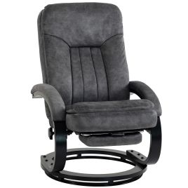 COASTHILL Swivel Velvet Recliner Chair with Retractable Footrest - Dark Grey
