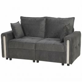 CARWOOD 2-Seater Velvet Sofa with Lift-Up Storage, 168cm - Dark Grey