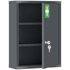 ASHGATE Lockable Medicine Cabinet with Shelves, 53.5cm - Smoke Grey