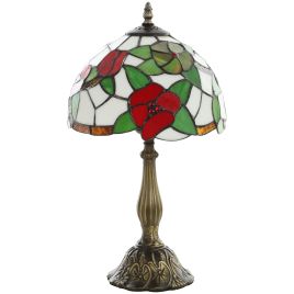 ANCHORVIEW Tiffany Stained Glass Table Lamp, Red Sunflower Design