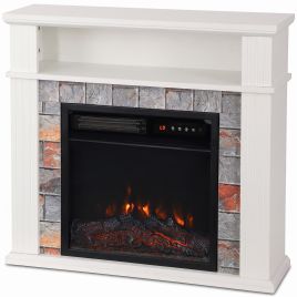 CANVASFORD 1800W Electric Fireplace Suite with Open Shelf and Remote - White