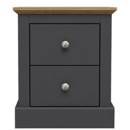 Bedside Table - DEVON 2 Drawer Nightstand Charcoal 45.9cm