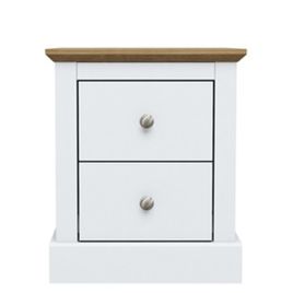 Bedside Table - DEVON 2 Drawer Nightstand White 45.9cm