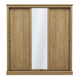 DARTFORD 3 Door Mirrored Sliding Wardrobe Oak - 176cm