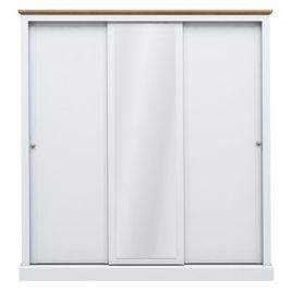 DARTFORD 3 Door Mirrored Sliding Wardrobe White - 176cm
