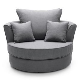 DARCIE Linen Swivel Chair - Dark Grey