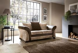 Faro Modern Style Crushed Chenille Fabric 2 Seater Sofa - Brown