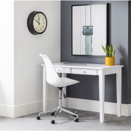 Erika PU White Swivel Office Chair With Chrome Legs