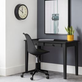 Erika Black PU Swivel Office Chair - Black Legs