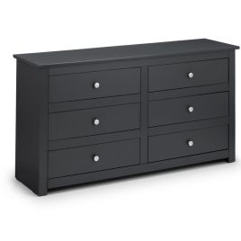 RAMSGATE Grey Chest of Drawers - Large-sized, 6 Drawers