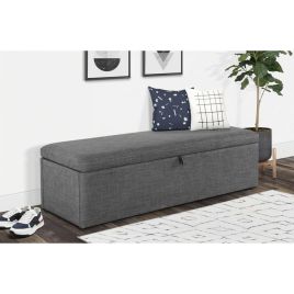 Sorrento Linen Fabric Blanket Box - Light Grey