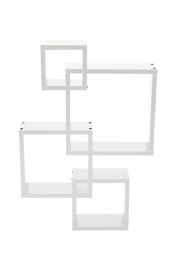 White Wooden Irregular Cube Floating Shelf Decoration White
