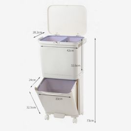 73 Cm H White Rubbish Dustbin Recycling Bin Rubbish Trash Home Kitchen