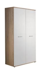DOVE 2 Door Wardrobe White Matt and Light Oak - 90cm