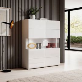 Echo Eden Sideboard with Partially Glassed Doors - White