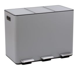 ALTHORIN 3 Compartment Recycle Rubbish Bin 45L - Grey
