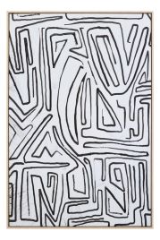 LENVRAE Abstract Textured Wall Art - Black and Cream