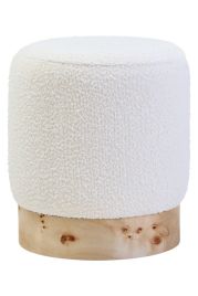 CARDENNE Boucle Fabric Round Stool - Cream