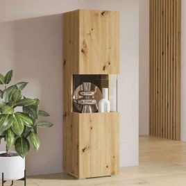 Cynosure Crest Tall Display Cabinet with Partially Glazed Door - Oak