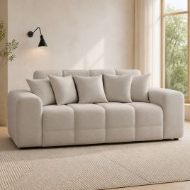 STACIE Fabric 3 Seater Sofa - Cream
