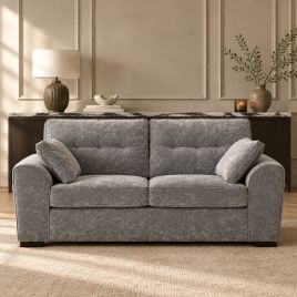 BRUGGER Solid Wood Tufted 3 Seater Sofa - Grey
