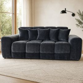 STACIE Fabric 3 Seater Sofa - Black
