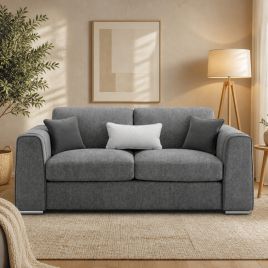 CANTRELL Chenille Fabric 3 Seater Sofa - Grey