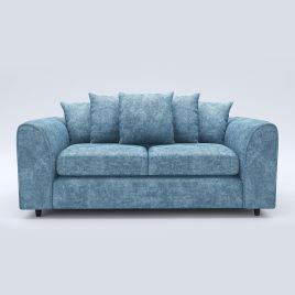 LORVANI Fabric 3 Seater Scatterback Sofa - Sky Blue