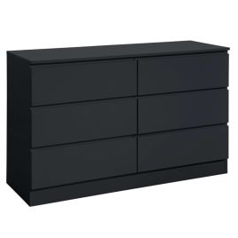 OPAL Black Chest of Drawers - Large-sized, 6 Drawers, Double