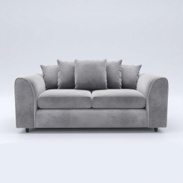 DELANO Plush Velvet 3 Seater Scatterback Sofa - Light Grey