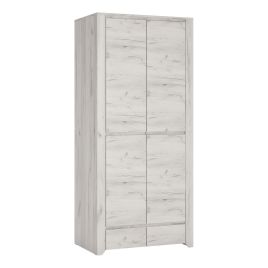 AKRON 2 Door Kids Wardrobe with 2 Drawers White and Oak - 84cm