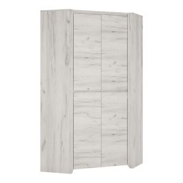 AKRON 2 Door Kids Corner Wardrobe White and Oak - 96cm